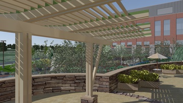 Trellis at main cafeteria outdoor terrace